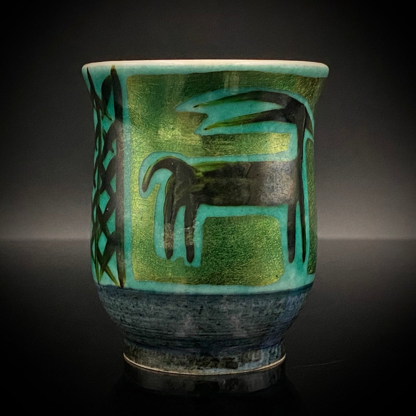 Saichi Matsumoto's Kutani Ware Sake Cup/Shot Glass a product of a recipient of the Japan Fine Arts Exhibition Special Selection and Intangible Cultural Property of Ishikawa Prefecture #241 