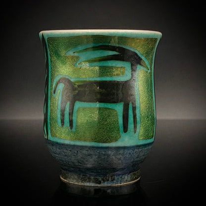 Saichi Matsumoto's Kutani Ware Sake Cup/Shot Glass a product of a recipient of the Japan Fine Arts Exhibition Special Selection and Intangible Cultural Property of Ishikawa Prefecture #241 
