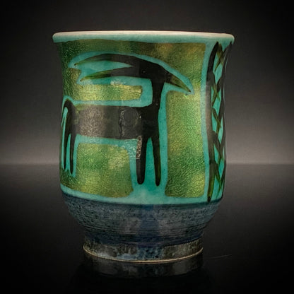 Saichi Matsumoto's Kutani Ware Sake Cup/Shot Glass a product of a recipient of the Japan Fine Arts Exhibition Special Selection and Intangible Cultural Property of Ishikawa Prefecture #241 