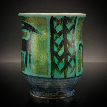 Saichi Matsumoto's Kutani Ware Sake Cup/Shot Glass a product of a recipient of the Japan Fine Arts Exhibition Special Selection and Intangible Cultural Property of Ishikawa Prefecture #241 