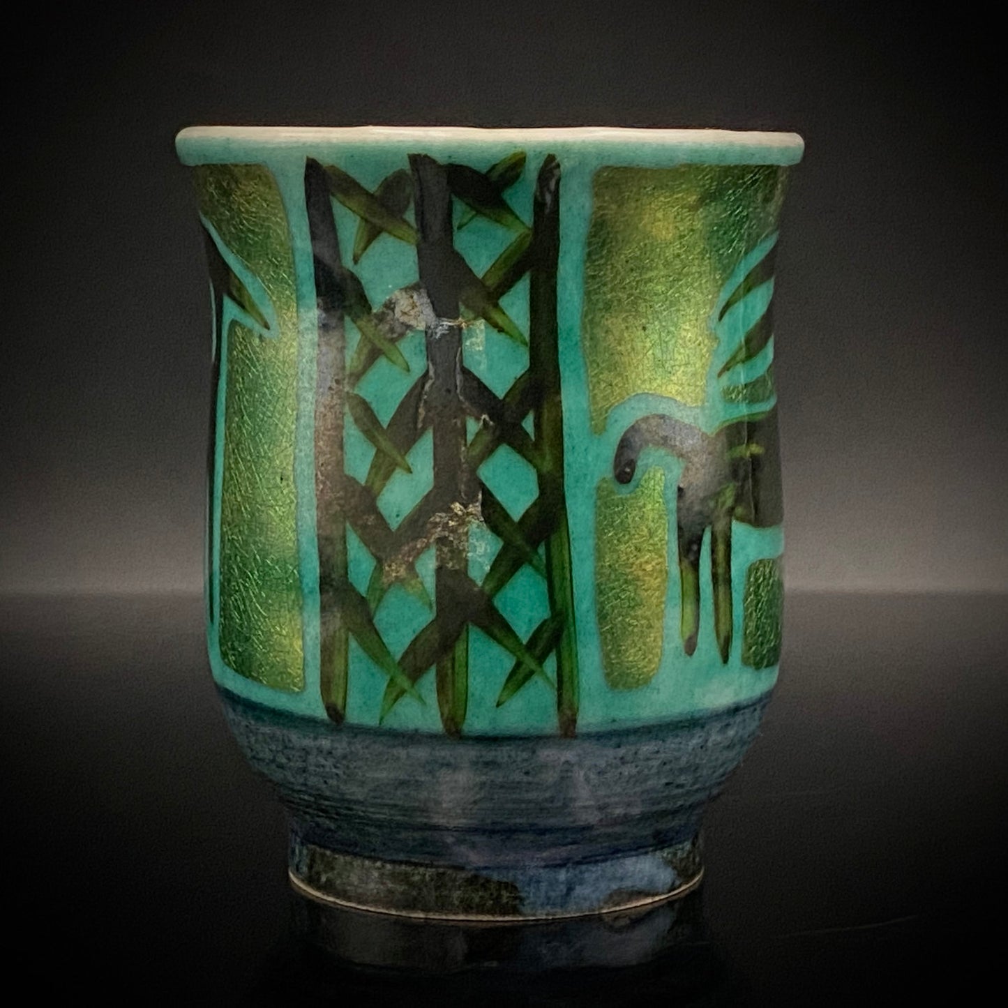 Saichi Matsumoto's Kutani Ware Sake Cup/Shot Glass a product of a recipient of the Japan Fine Arts Exhibition Special Selection and Intangible Cultural Property of Ishikawa Prefecture #241 