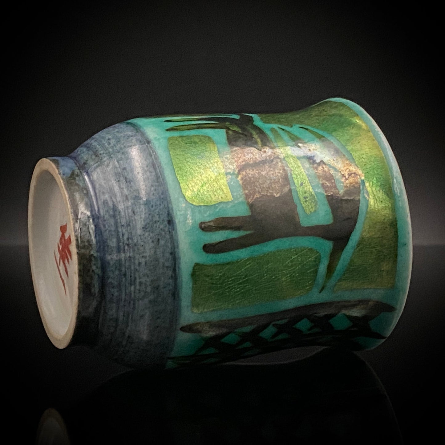 Saichi Matsumoto's Kutani Ware Sake Cup/Shot Glass a product of a recipient of the Japan Fine Arts Exhibition Special Selection and Intangible Cultural Property of Ishikawa Prefecture #241 