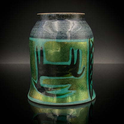 Saichi Matsumoto's Kutani Ware Sake Cup/Shot Glass a product of a recipient of the Japan Fine Arts Exhibition Special Selection and Intangible Cultural Property of Ishikawa Prefecture #241 