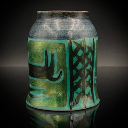 Saichi Matsumoto's Kutani Ware Sake Cup/Shot Glass a product of a recipient of the Japan Fine Arts Exhibition Special Selection and Intangible Cultural Property of Ishikawa Prefecture #241 