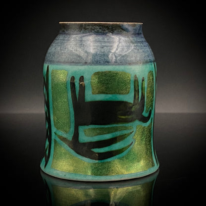 Saichi Matsumoto's Kutani Ware Sake Cup/Shot Glass a product of a recipient of the Japan Fine Arts Exhibition Special Selection and Intangible Cultural Property of Ishikawa Prefecture #241 