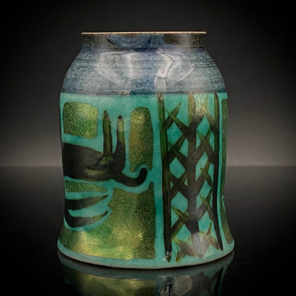Saichi Matsumoto's Kutani Ware Sake Cup/Shot Glass a product of a recipient of the Japan Fine Arts Exhibition Special Selection and Intangible Cultural Property of Ishikawa Prefecture #241 