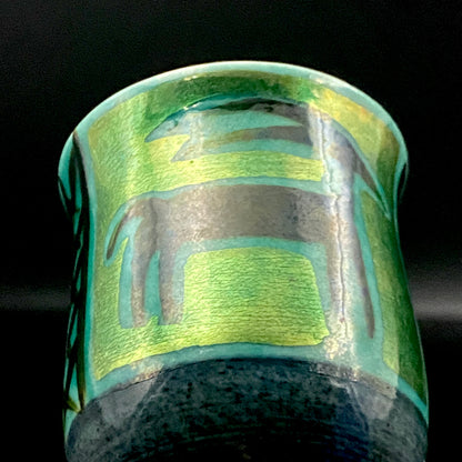 Saichi Matsumoto's Kutani Ware Sake Cup/Shot Glass a product of a recipient of the Japan Fine Arts Exhibition Special Selection and Intangible Cultural Property of Ishikawa Prefecture #241 