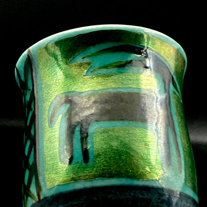 Saichi Matsumoto's Kutani Ware Sake Cup/Shot Glass a product of a recipient of the Japan Fine Arts Exhibition Special Selection and Intangible Cultural Property of Ishikawa Prefecture #241 