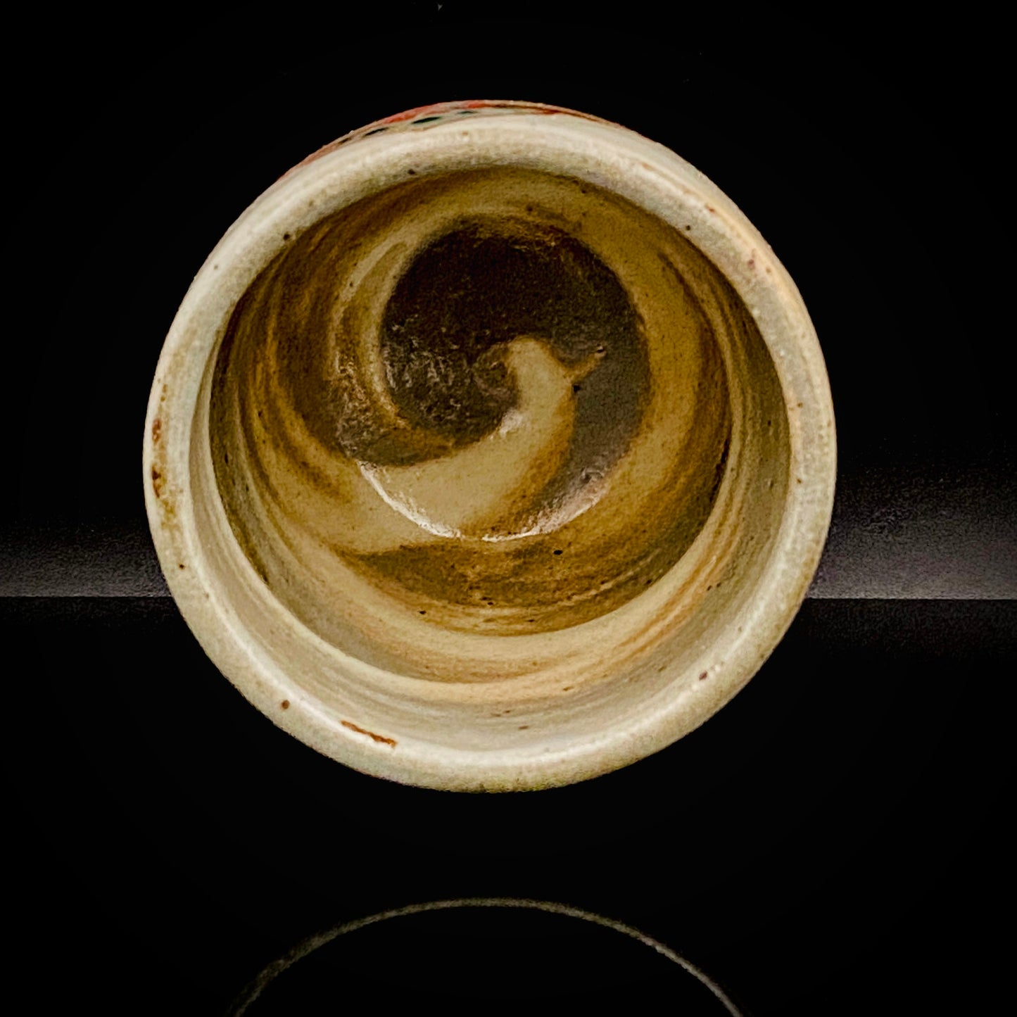 Kokugakai Member and Nojima Prize Winner Ken Matsuzaki, White-slip Red-painted Windowed Floral Sake Cup, Japanese Kogei, Ceramic Rock Cup #269