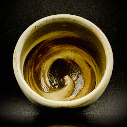 Kokugakai Member and Nojima Prize Winner Ken Matsuzaki, White-slip Red-painted Windowed Floral Sake Cup, Japanese Kogei, Ceramic Rock Cup #269