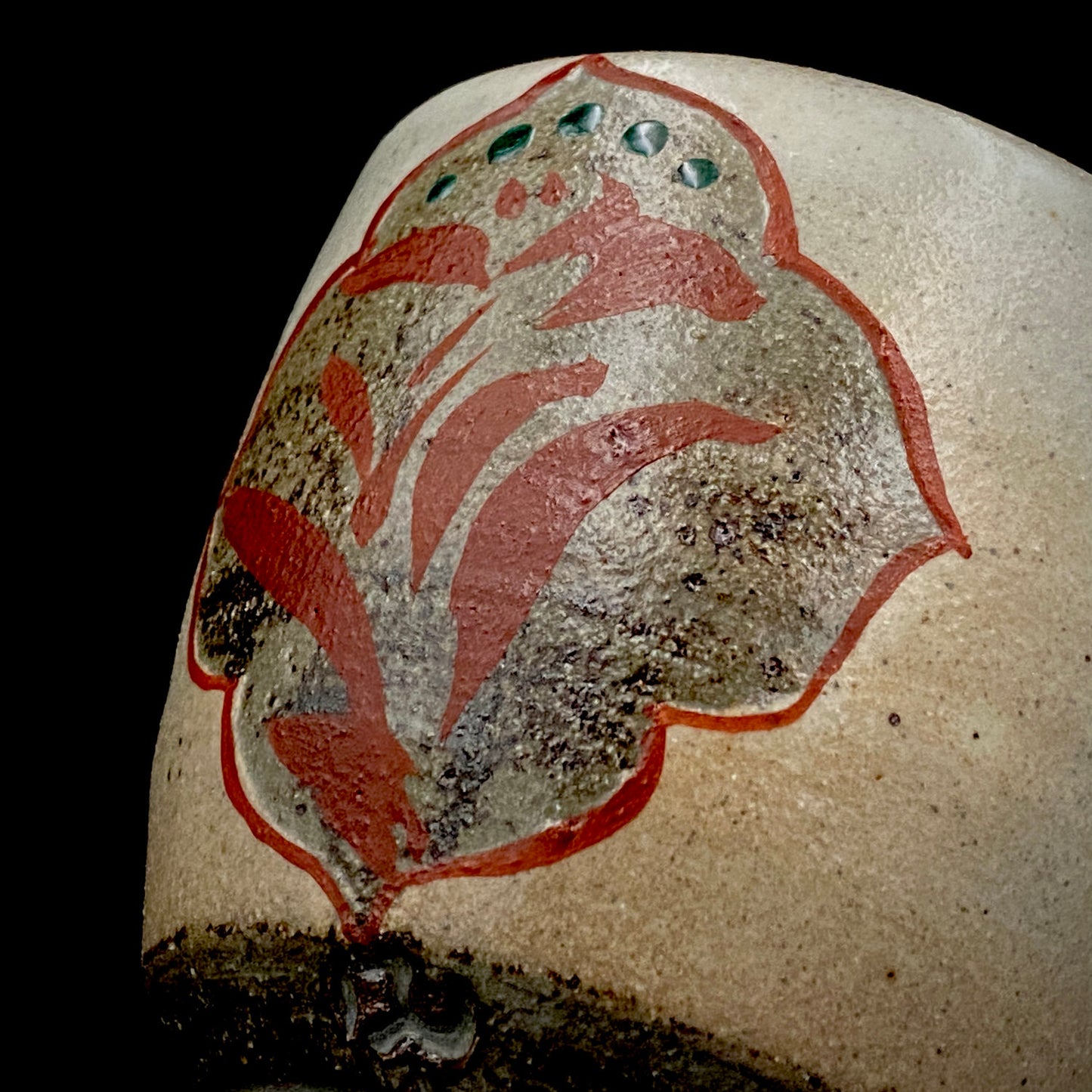 Kokugakai Member and Nojima Prize Winner Ken Matsuzaki, White-slip Red-painted Windowed Floral Sake Cup, Japanese Kogei, Ceramic Rock Cup #269