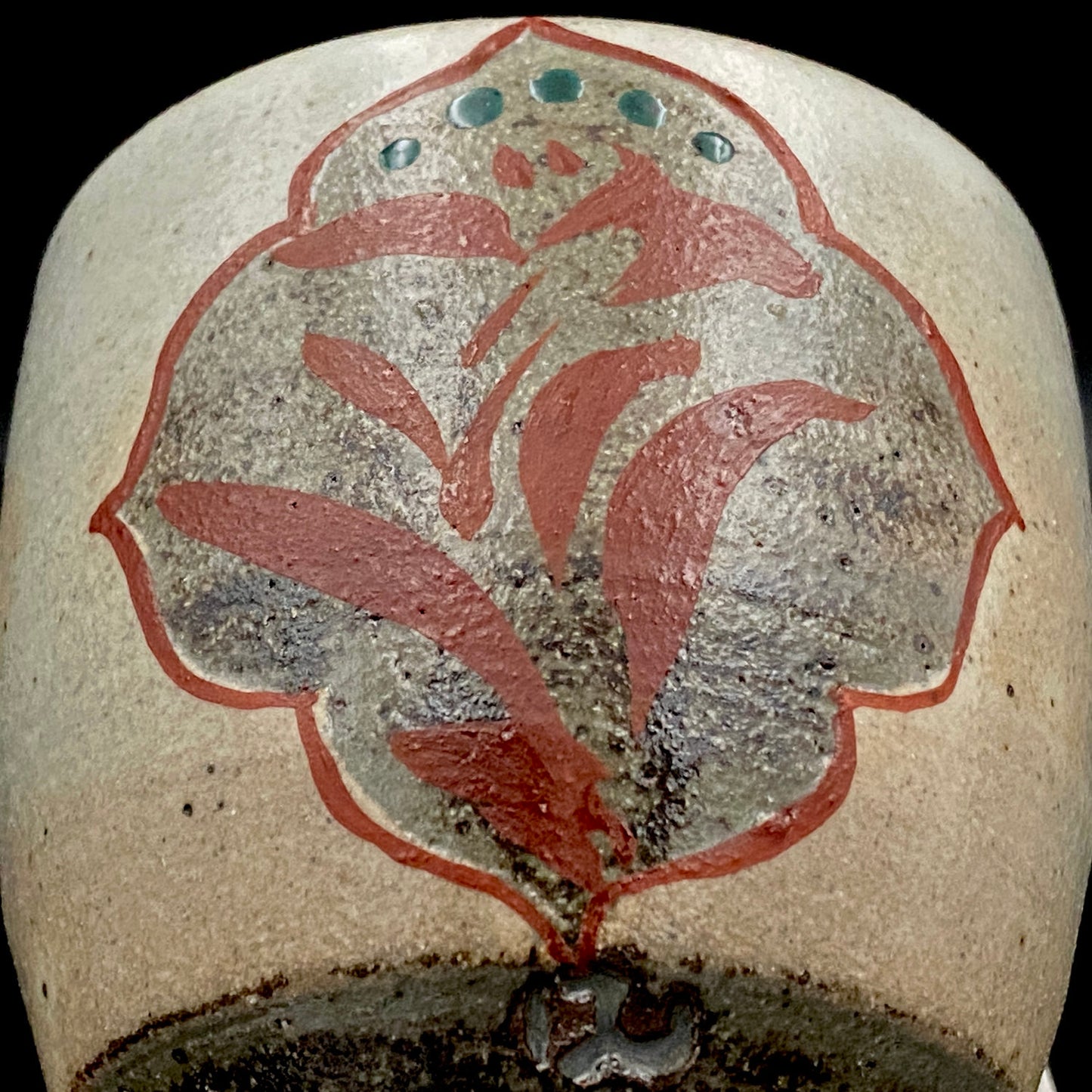 Kokugakai Member and Nojima Prize Winner Ken Matsuzaki, White-slip Red-painted Windowed Floral Sake Cup, Japanese Kogei, Ceramic Rock Cup #269