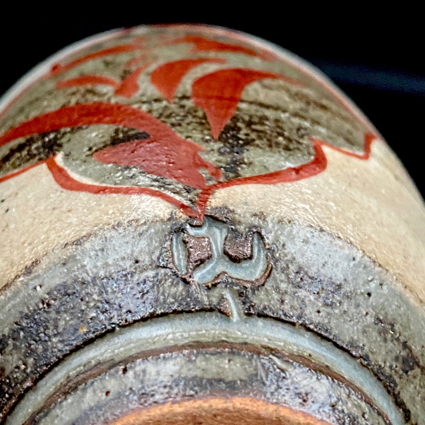 Kokugakai Member and Nojima Prize Winner Ken Matsuzaki, White-slip Red-painted Windowed Floral Sake Cup, Japanese Kogei, Ceramic Rock Cup #269