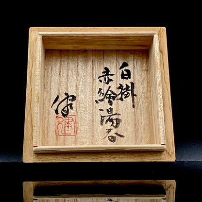 Kokugakai Member and Nojima Prize Winner Ken Matsuzaki, White-slip Red-painted Windowed Floral Sake Cup, Japanese Kogei, Ceramic Rock Cup #269