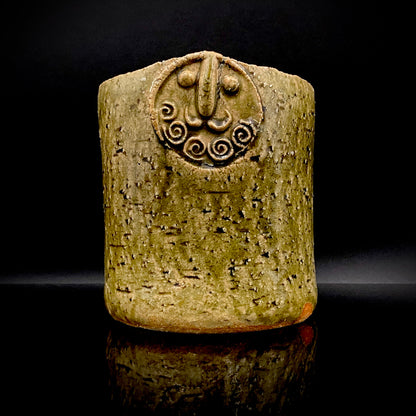 Winner of the Gold Prizes at the Prague and Vallauris International Ceramics Exhibitions, Founder of Sodeisha, Osamu Suzuki, "Return to Primitive Art," Bakushu-nomi Beer Mug Rock Glass with Yodo Gallery Ceramic History #271