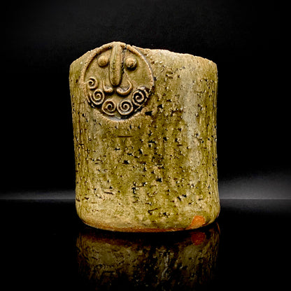 Winner of the Gold Prizes at the Prague and Vallauris International Ceramics Exhibitions, Founder of Sodeisha, Osamu Suzuki, "Return to Primitive Art," Bakushu-nomi Beer Mug Rock Glass with Yodo Gallery Ceramic History #271