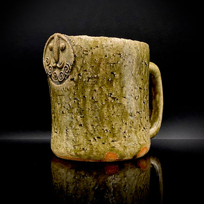 Winner of the Gold Prizes at the Prague and Vallauris International Ceramics Exhibitions, Founder of Sodeisha, Osamu Suzuki, "Return to Primitive Art," Bakushu-nomi Beer Mug Rock Glass with Yodo Gallery Ceramic History #271