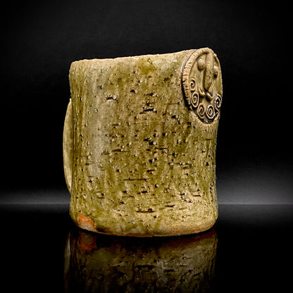 Winner of the Gold Prizes at the Prague and Vallauris International Ceramics Exhibitions, Founder of Sodeisha, Osamu Suzuki, "Return to Primitive Art," Bakushu-nomi Beer Mug Rock Glass with Yodo Gallery Ceramic History #271