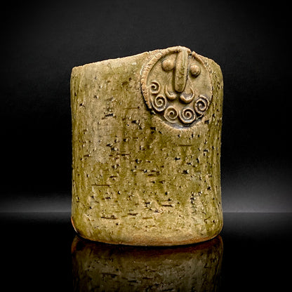 Winner of the Gold Prizes at the Prague and Vallauris International Ceramics Exhibitions, Founder of Sodeisha, Osamu Suzuki, "Return to Primitive Art," Bakushu-nomi Beer Mug Rock Glass with Yodo Gallery Ceramic History #271