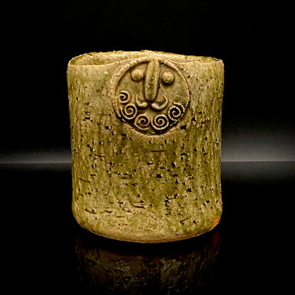 Winner of the Gold Prizes at the Prague and Vallauris International Ceramics Exhibitions, Founder of Sodeisha, Osamu Suzuki, "Return to Primitive Art," Bakushu-nomi Beer Mug Rock Glass with Yodo Gallery Ceramic History #271