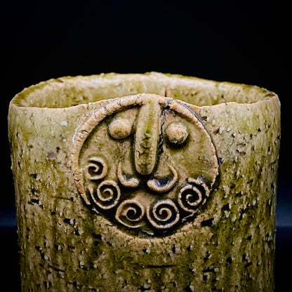 Winner of the Gold Prizes at the Prague and Vallauris International Ceramics Exhibitions, Founder of Sodeisha, Osamu Suzuki, "Return to Primitive Art," Bakushu-nomi Beer Mug Rock Glass with Yodo Gallery Ceramic History #271