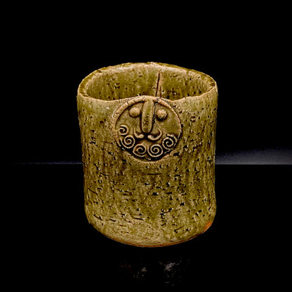 Winner of the Gold Prizes at the Prague and Vallauris International Ceramics Exhibitions, Founder of Sodeisha, Osamu Suzuki, "Return to Primitive Art," Bakushu-nomi Beer Mug Rock Glass with Yodo Gallery Ceramic History #271