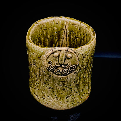 Winner of the Gold Prizes at the Prague and Vallauris International Ceramics Exhibitions, Founder of Sodeisha, Osamu Suzuki, "Return to Primitive Art," Bakushu-nomi Beer Mug Rock Glass with Yodo Gallery Ceramic History #271