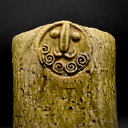 Winner of the Gold Prizes at the Prague and Vallauris International Ceramics Exhibitions, Founder of Sodeisha, Osamu Suzuki, "Return to Primitive Art," Bakushu-nomi Beer Mug Rock Glass with Yodo Gallery Ceramic History #271