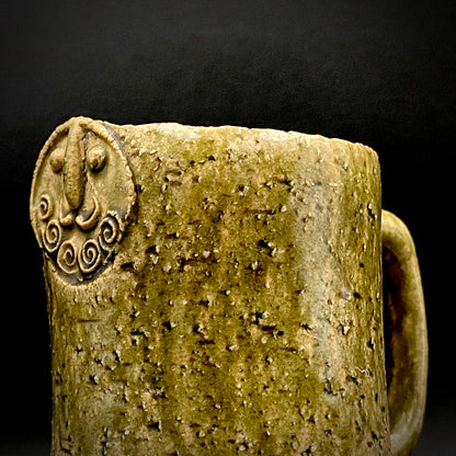 Winner of the Gold Prizes at the Prague and Vallauris International Ceramics Exhibitions, Founder of Sodeisha, Osamu Suzuki, "Return to Primitive Art," Bakushu-nomi Beer Mug Rock Glass with Yodo Gallery Ceramic History #271