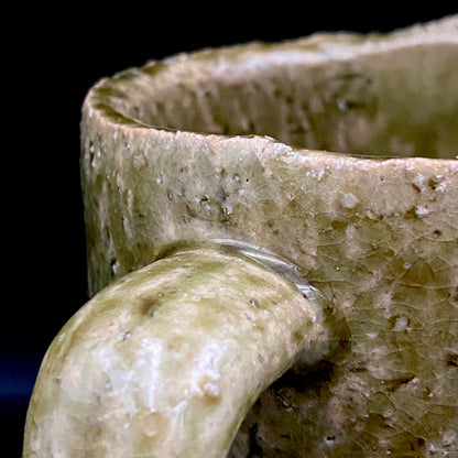 Winner of the Gold Prizes at the Prague and Vallauris International Ceramics Exhibitions, Founder of Sodeisha, Osamu Suzuki, "Return to Primitive Art," Bakushu-nomi Beer Mug Rock Glass with Yodo Gallery Ceramic History #271