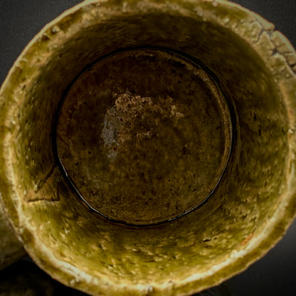 Winner of the Gold Prizes at the Prague and Vallauris International Ceramics Exhibitions, Founder of Sodeisha, Osamu Suzuki, "Return to Primitive Art," Bakushu-nomi Beer Mug Rock Glass with Yodo Gallery Ceramic History #271