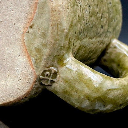 Winner of the Gold Prizes at the Prague and Vallauris International Ceramics Exhibitions, Founder of Sodeisha, Osamu Suzuki, "Return to Primitive Art," Bakushu-nomi Beer Mug Rock Glass with Yodo Gallery Ceramic History #271