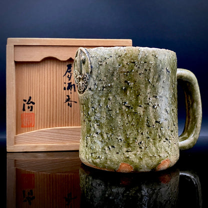 Winner of the Gold Prizes at the Prague and Vallauris International Ceramics Exhibitions, Founder of Sodeisha, Osamu Suzuki, "Return to Primitive Art," Bakushu-nomi Beer Mug Rock Glass with Yodo Gallery Ceramic History #271