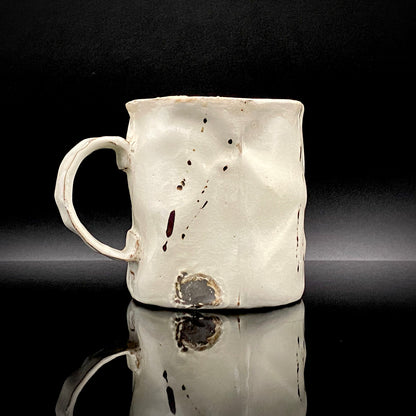 Recipient of the Kyoto Prefecture Order of Cultural Merit, Sodeisha Co-Founder Hikaru Yamada, Kohiki Iron-Painted Dotted Line Pattern Coffee Cup and Saucer, A White Sake Vessel Where the Amber Color of Whiskey Beautifully Reflects #279