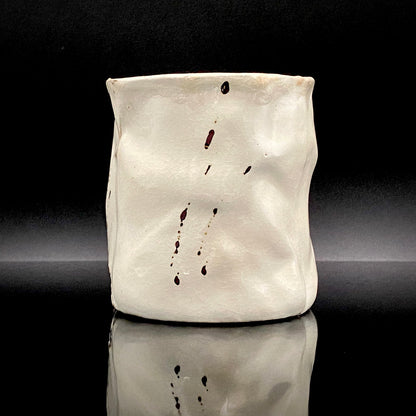 Recipient of the Kyoto Prefecture Order of Cultural Merit, Sodeisha Co-Founder Hikaru Yamada, Kohiki Iron-Painted Dotted Line Pattern Coffee Cup and Saucer, A White Sake Vessel Where the Amber Color of Whiskey Beautifully Reflects #279