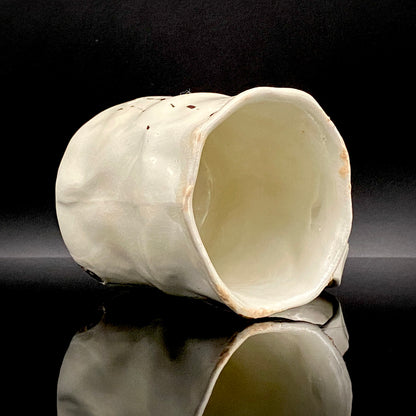 Recipient of the Kyoto Prefecture Order of Cultural Merit, Sodeisha Co-Founder Hikaru Yamada, Kohiki Iron-Painted Dotted Line Pattern Coffee Cup and Saucer, A White Sake Vessel Where the Amber Color of Whiskey Beautifully Reflects #279