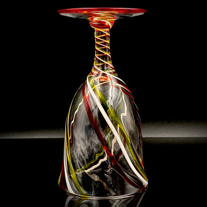 国际玻璃展ICG奖获奖艺术家石井康治（Ishii Koji）作品 苍白渐变多色玻璃彩粒细长玻璃酒杯 品鉴杯 #298