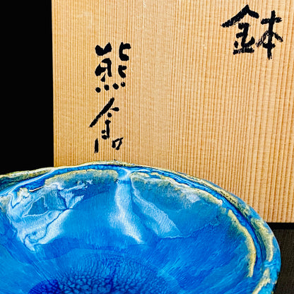 ベルギー万博グランプリ受賞作家 走泥社同人 熊倉 順吉 作 緑釉窯変鉢 小料理皿 #295