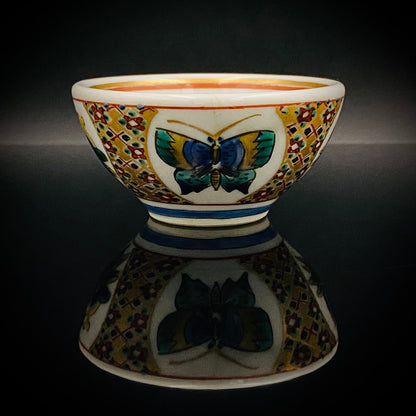 Nitten Special Selection and Hokuka Award Winner, Nitten Councillor, Seiko Kitade - Iroe Kinsai Kachomon Sake Cup - Contemporary Kutani Ware's Pinnacle of Saidei Iroe Craft - One of a Kind #234
