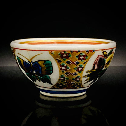 Nitten Special Selection and Hokuka Award Winner, Nitten Councillor, Seiko Kitade - Iroe Kinsai Kachomon Sake Cup - Contemporary Kutani Ware's Pinnacle of Saidei Iroe Craft - One of a Kind #234