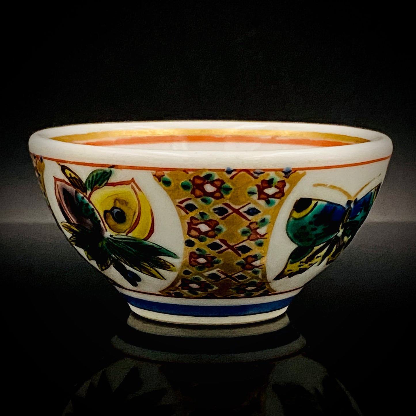 Nitten Special Selection and Hokuka Award Winner, Nitten Councillor, Seiko Kitade - Iroe Kinsai Kachomon Sake Cup - Contemporary Kutani Ware's Pinnacle of Saidei Iroe Craft - One of a Kind #234