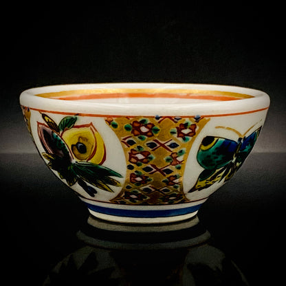 Nitten Special Selection and Hokuka Award Winner, Nitten Councillor, Seiko Kitade - Iroe Kinsai Kachomon Sake Cup - Contemporary Kutani Ware's Pinnacle of Saidei Iroe Craft - One of a Kind #234