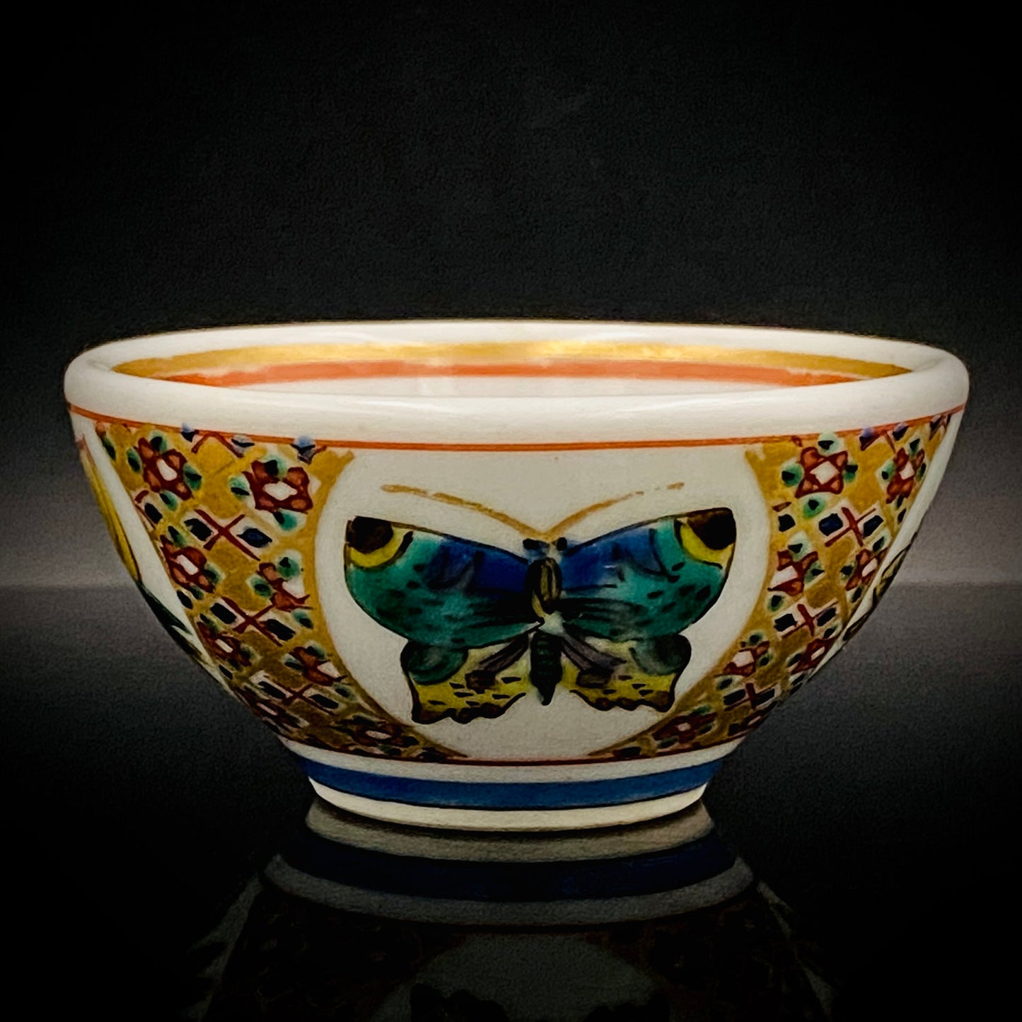 Nitten Special Selection and Hokuka Award Winner, Nitten Councillor, Seiko Kitade - Iroe Kinsai Kachomon Sake Cup - Contemporary Kutani Ware's Pinnacle of Saidei Iroe Craft - One of a Kind #234