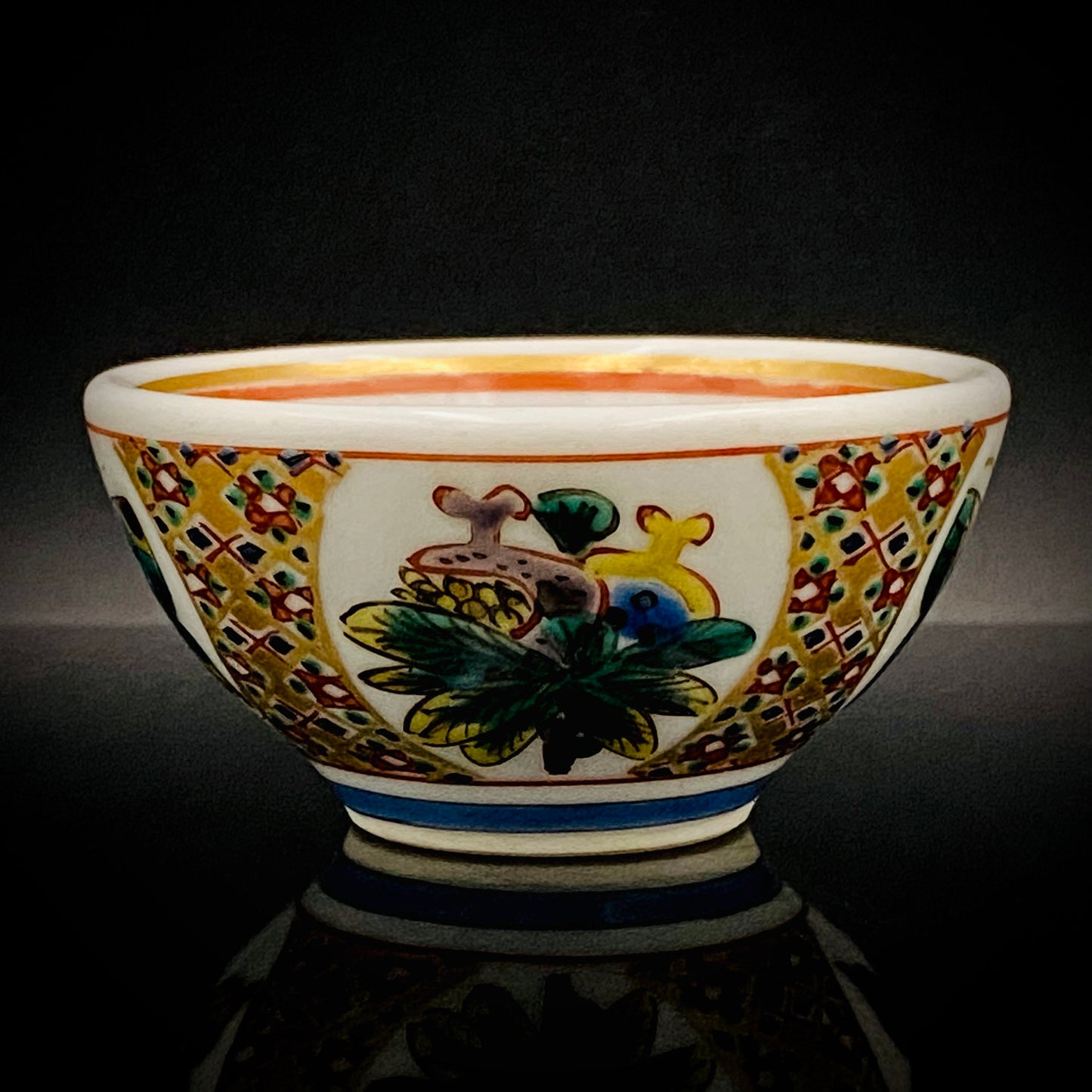 Nitten Special Selection and Hokuka Award Winner, Nitten Councillor, Seiko Kitade - Iroe Kinsai Kachomon Sake Cup - Contemporary Kutani Ware's Pinnacle of Saidei Iroe Craft - One of a Kind #234