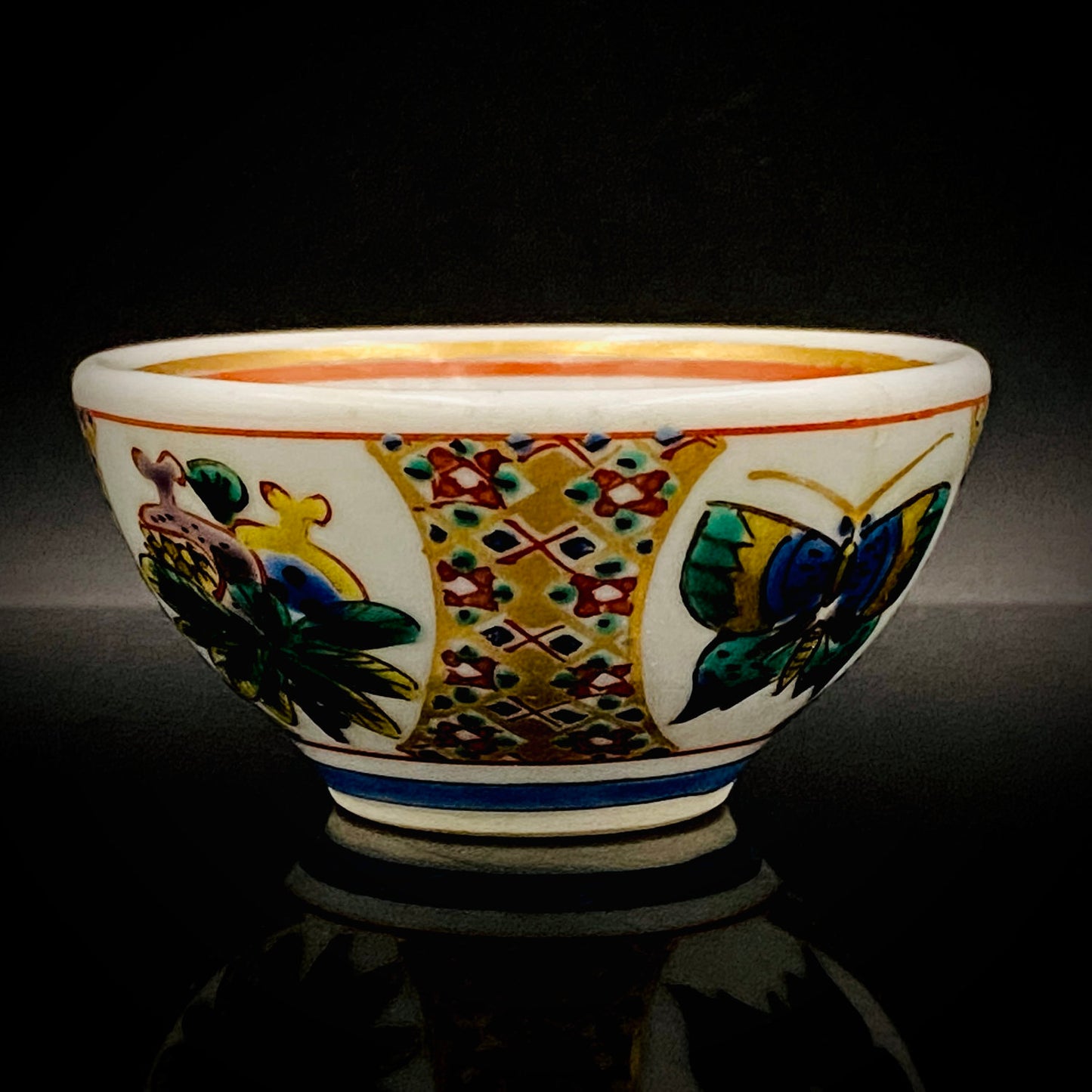 Nitten Special Selection and Hokuka Award Winner, Nitten Councillor, Seiko Kitade - Iroe Kinsai Kachomon Sake Cup - Contemporary Kutani Ware's Pinnacle of Saidei Iroe Craft - One of a Kind #234