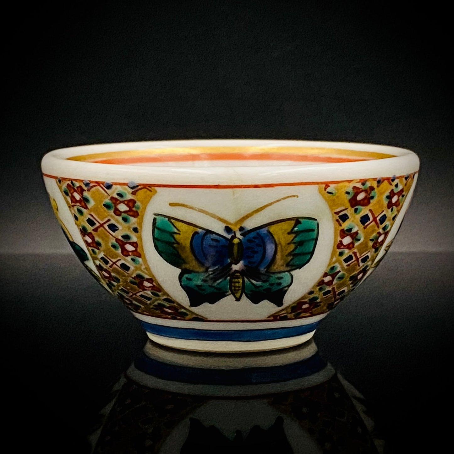 Nitten Special Selection and Hokuka Award Winner, Nitten Councillor, Seiko Kitade - Iroe Kinsai Kachomon Sake Cup - Contemporary Kutani Ware's Pinnacle of Saidei Iroe Craft - One of a Kind #234