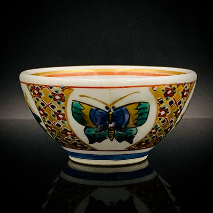 Nitten Special Selection and Hokuka Award Winner, Nitten Councillor, Seiko Kitade - Iroe Kinsai Kachomon Sake Cup - Contemporary Kutani Ware's Pinnacle of Saidei Iroe Craft - One of a Kind #234