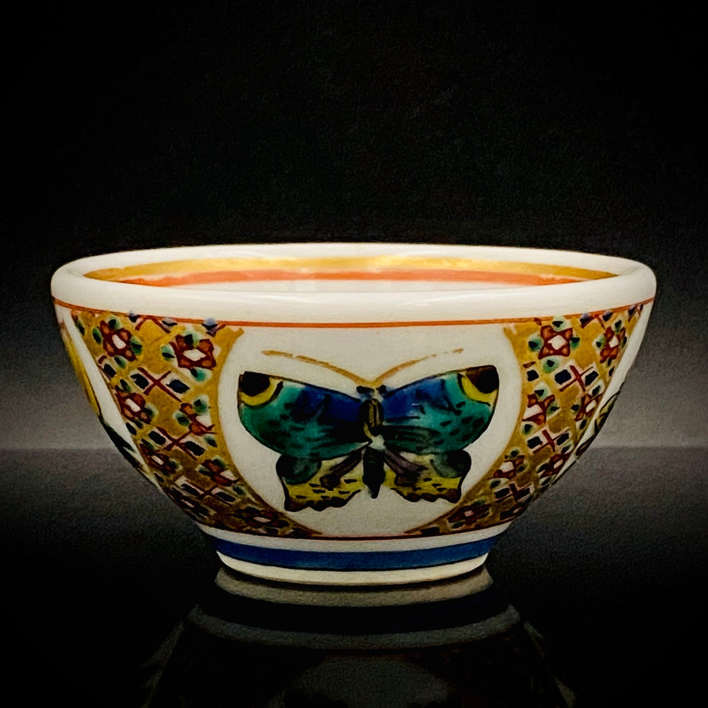 Nitten Special Selection and Hokuka Award Winner, Nitten Councillor, Seiko Kitade - Iroe Kinsai Kachomon Sake Cup - Contemporary Kutani Ware's Pinnacle of Saidei Iroe Craft - One of a Kind #234