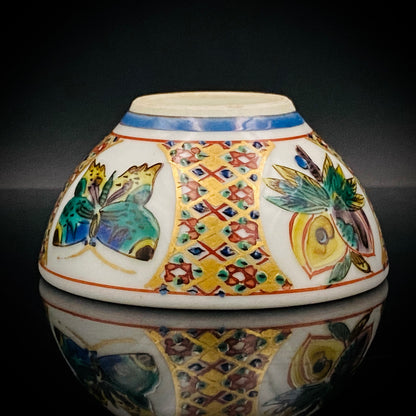 Nitten Special Selection and Hokuka Award Winner, Nitten Councillor, Seiko Kitade - Iroe Kinsai Kachomon Sake Cup - Contemporary Kutani Ware's Pinnacle of Saidei Iroe Craft - One of a Kind #234