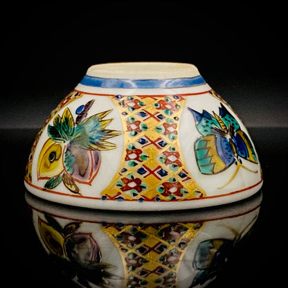 Nitten Special Selection and Hokuka Award Winner, Nitten Councillor, Seiko Kitade - Iroe Kinsai Kachomon Sake Cup - Contemporary Kutani Ware's Pinnacle of Saidei Iroe Craft - One of a Kind #234